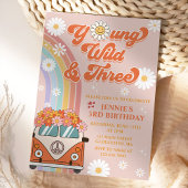 Young Wild Three Retro Rainbow 3rd Birthday Kaart