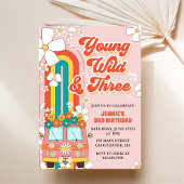 Young Wild Three Retro Rainbow 3rd Birthday Kaart