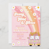 Young Wild Three Retro Rainbow 3rd Birthday Kaart (Voorkant)