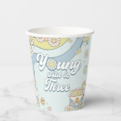 Young Wild Three Retro Rainbow 3rd Birthday Papieren Bekers (Voorkant)