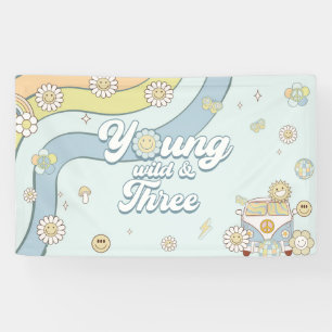 Young Wild Three Retro Rainbow 3rd Birthday Spandoek