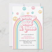 Young Wild Three Retro Summer Rainbow Uitnodiging (Voorkant)