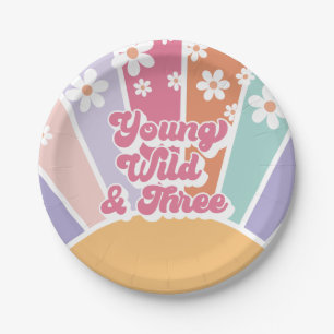 Young Wild Three Retro Sunshine Rainbow Daisy Papieren Bordje