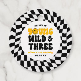 Young Wild & Three Retro Third 3rd Birthday Party Bedankjes Labels