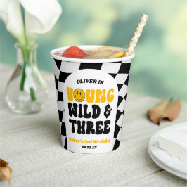 Young Wild & Three Retro Third 3rd Birthday Party Papieren Bekers