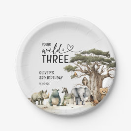 Young Wild Three Safari 3e verjaardag welkomstbord Papieren Bordje