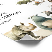 Young Wild Three Safari 3e verjaardag welkomstbord Poster (Hoek)