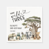 Young Wild Three Safari 3e verjaardag welkomstbord Servet (Voorkant)