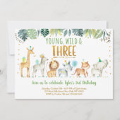 Young Wild & Three Safari Oerwoud Birthday Kaart (Voorkant)