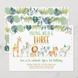 Young Wild & Three Safari Oerwoud Birthday Kaart