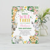 Young Wild & Three Safari Oerwoud Invitation Party Kaart (Staand voorkant)