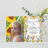 Young Wild & Three Sunflower Safari 3e verjaardag Kaart (Staand voorkant)