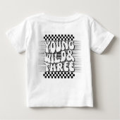 Young Wild & Three T-Shirt | Retro Racing Birthday (Achterkant)