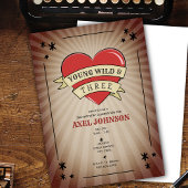 Young Wild & Three Tattoo Heart Third Birthday Inv Kaart