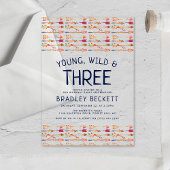 Young, Wild & Three Tribal Boho Arrow 3e verjaarda Acryl Uitnodigingen