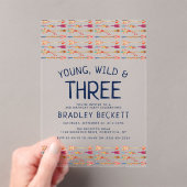Young, Wild & Three Tribal Boho Arrow 3e verjaarda Acryl Uitnodigingen (Insitu (Draagbaar))