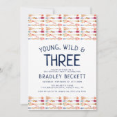 Young, Wild & Three Tribal Boho Arrow 3e verjaarda Kaart (Voorkant)