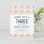 Young, Wild & Three Tribal Boho Arrow 3e verjaarda Kaart (Staand voorkant)