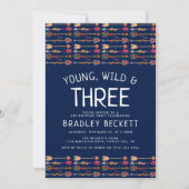 Young, Wild & Three Tribal Boho Arrows Birthday Kaart (Voorkant)