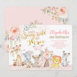 Young Wild & Three Tribal Oerwoud Girl 3e verjaard Kaart