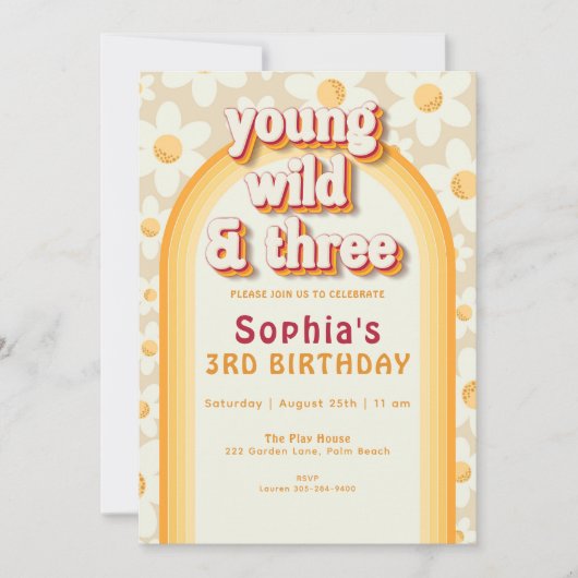 Young Wild & Three Uitnodiging voor 3e verjaardag  (Voorkant)