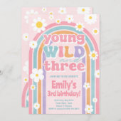 Young Wild Three Uitnodiging voor 3e verjaardagsfe (Voorkant / Achterkant)