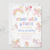 Young Wild & Three Unicorn 3de verjaardag Kaart (Voorkant)