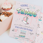 Young Wild THREE Unicorn Custom Name 3e verjaardag Kinder Shirts