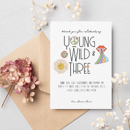Young, Wild & Three | Verjaardags Bedankkaart | Bo