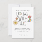 Young, Wild & Three | Verjaardags Bedankkaart | Bo (Voorkant)