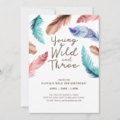 Young Wild & Three Waterverf Boho Feathers Kaart (Voorkant)