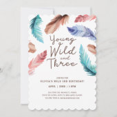 Young Wild & Three Waterverf Boho Feathers Kaart (Voorkant)