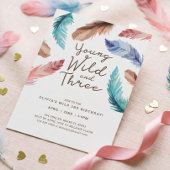 Young Wild & Three Waterverf Boho Feathers Kaart