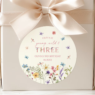 Young Wild & Three Wildflower 3de Verjaardagsfeest Ronde Sticker