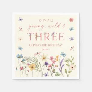 Young Wild & Three Wildflower 3de verjaardagsfeest Servet