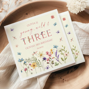 Young Wild & Three Wildflower 3de Verjaardagsfeest Servet