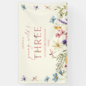 Young Wild & Three Wildflower 3de verjaardagsfeest Spandoek (Verticaal)