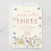 Young Wild & Three Wildflower 3e Verjaardagsfeestj Kaart (Voorkant)