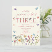 Young Wild & Three Wildflower 3e Verjaardagsfeestj Kaart (Staand voorkant)