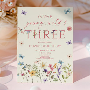 Young Wild & Three Wildflower 3e Verjaardagsfeestj Kaart