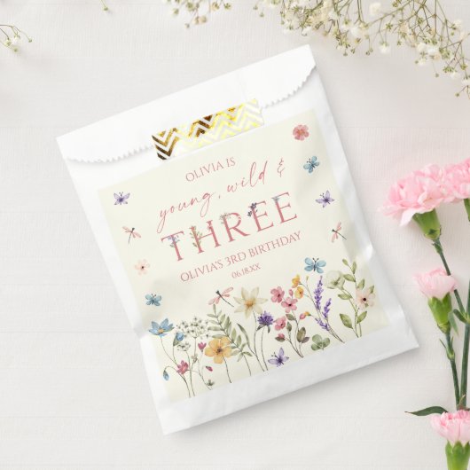 Young Wild & Three Wildflower 3rd Birthday Party Bedankzakje (Gezegeld)