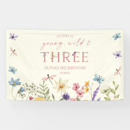 Young Wild & Three Wildflower 3rd Birthday Party Spandoek