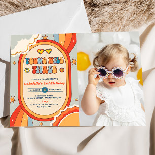 Young Will Three Groovy Retro Regenboog Verjaardag Kaart