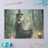 Young Witch in Mystical Forest Ritual Tissuepapier (Craft)