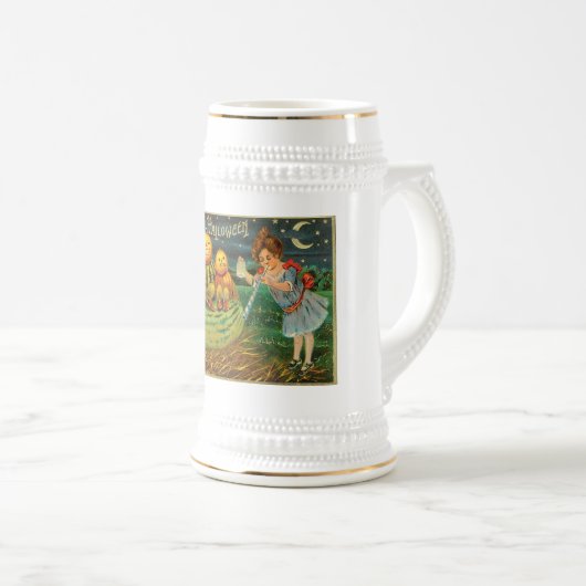 Young Witch's Brew: Pompoen Mannen op Magick Altar Bierpul (Voorkant rechts)