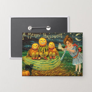 Young Witch's Brew: Pompoen Mannen op Magick Altar Button