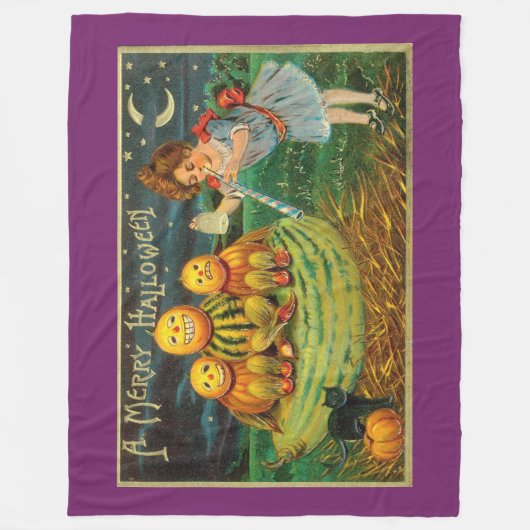 Young Witch's Brew: Pompoen Mannen op Magick Altar Fleece Deken (Voorkant)