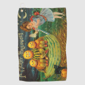 Young Witch's Brew: Pompoen Mannen op Magick Altar Golfhanddoek (Voorkant)