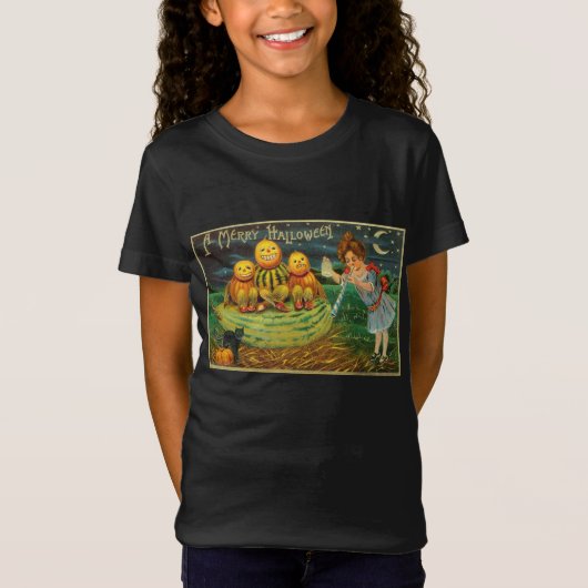 Young Witch's Brew: Pompoen Mannen op Magick Altar T-shirt (Voorkant)