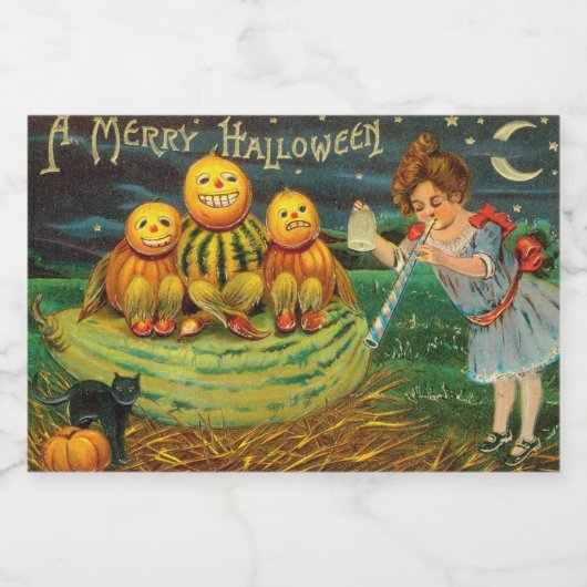 Young Witch's Brew: Pompoen Mannen op Magick Altar Voedselcontainer Etiket (Enkel label)